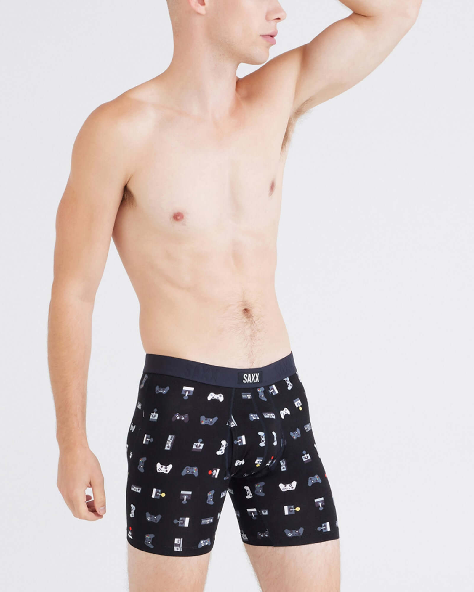 Saxx Underwear Vibe Xtra Soft Comfort Boxer Brief 6" - Gamer, Black