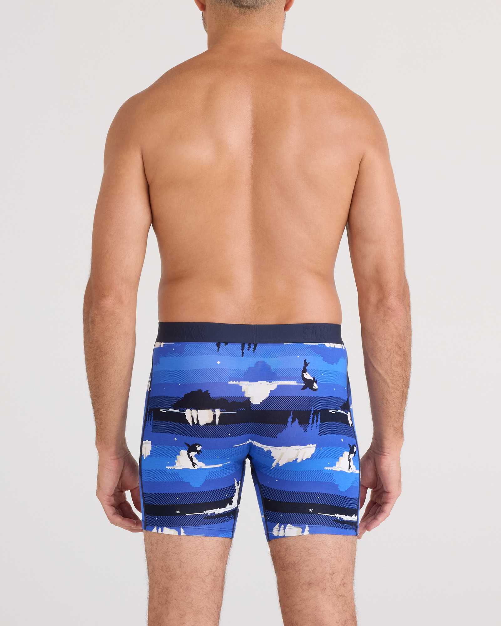 Saxx Vibe Xtra Soft Comfort Boxer Brief 6" – Iceberg Stripe, Blue