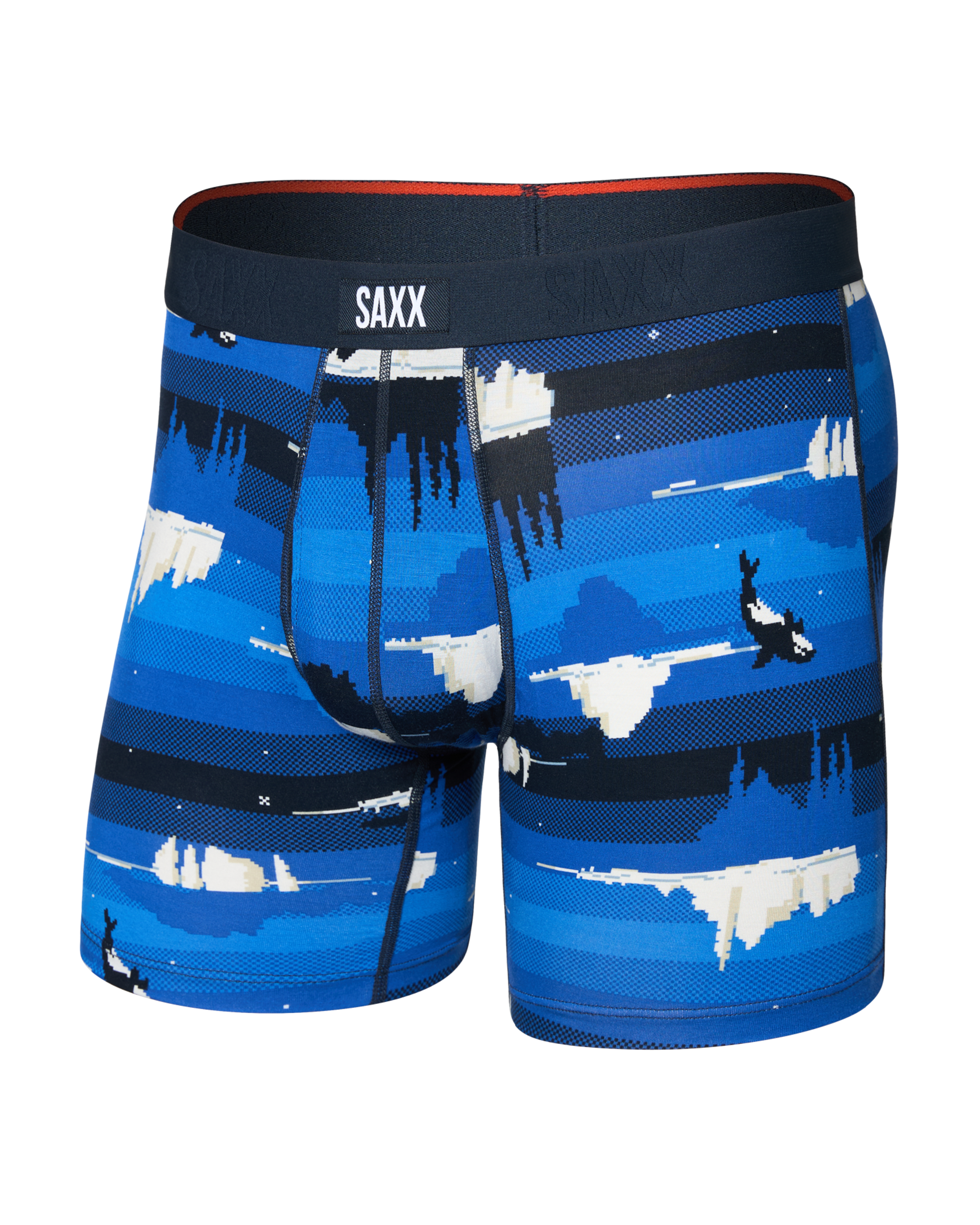 Saxx Vibe Xtra Soft Comfort Boxer Brief 6" – Iceberg Stripe, Blue