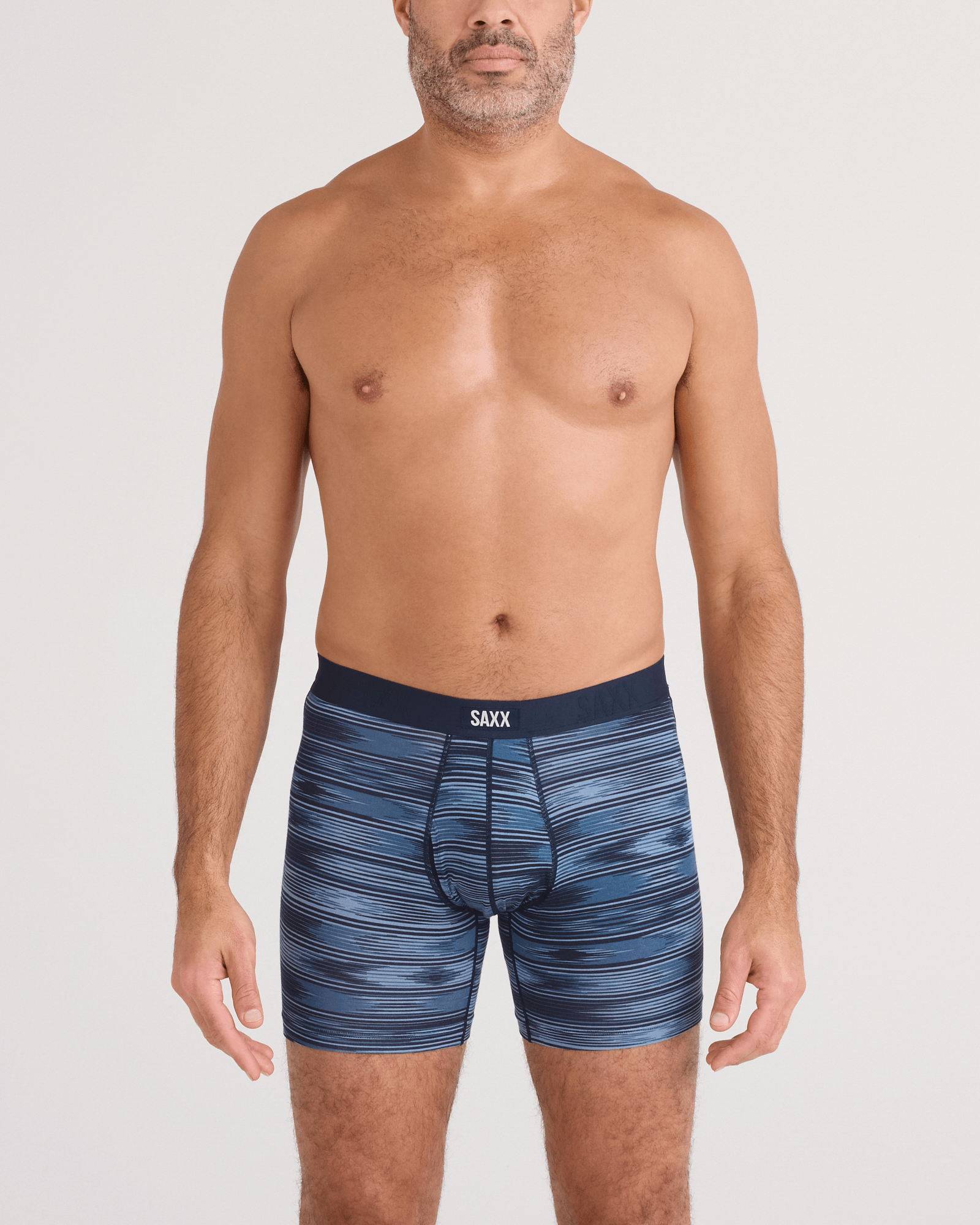 Saxx Vibe Xtra Soft Comfort Boxer Brief 6" – Ikat Stripe Dark Denim