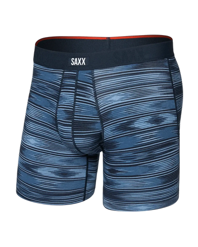 SAXX Vibe 6" Soft Comfort Boxer Briefs – Ikat Stripe Dark Denim, Drip Free