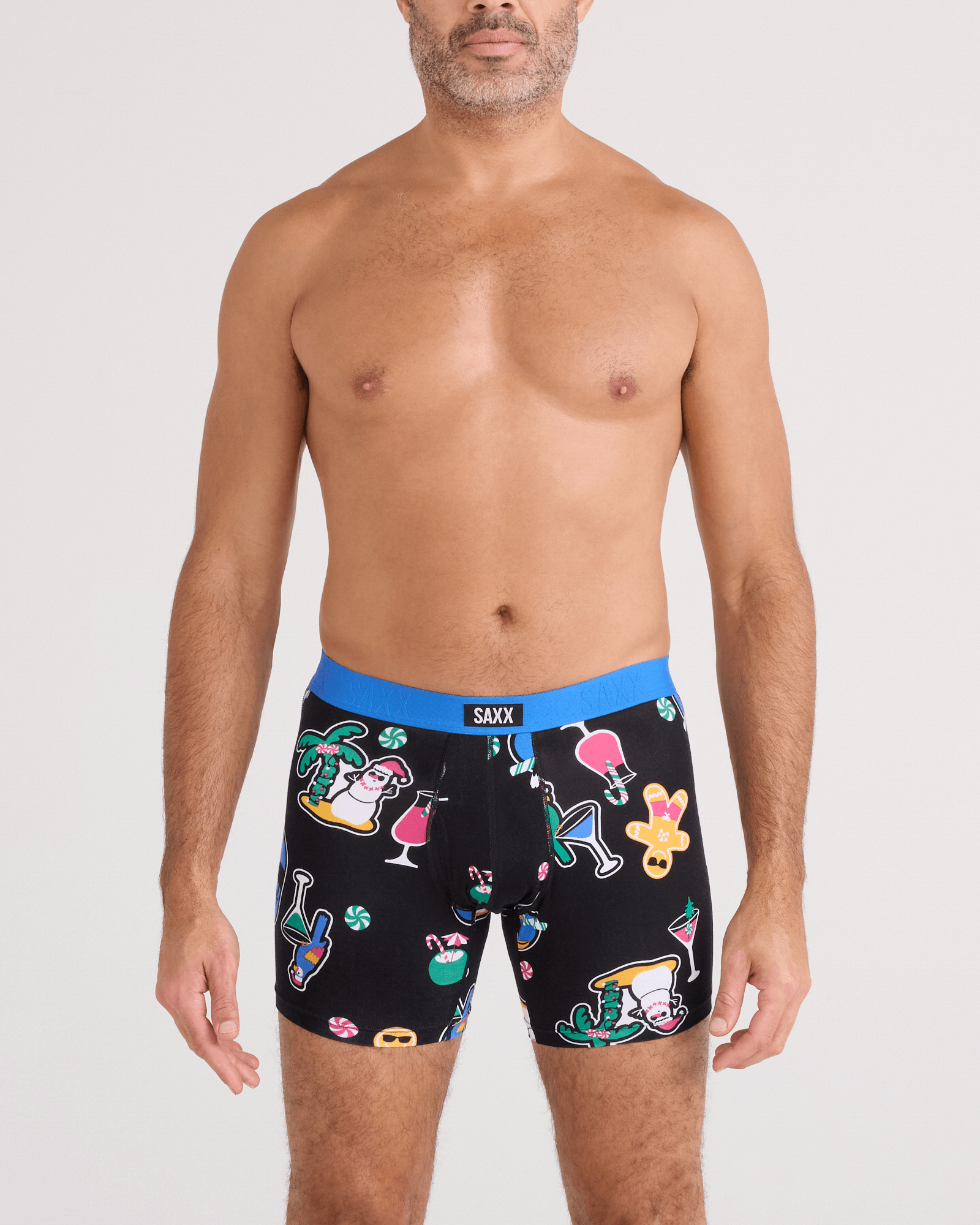 Saxx Vibe Xtra Soft Comfort Boxer Brief 6" – Island Holiday, Black
