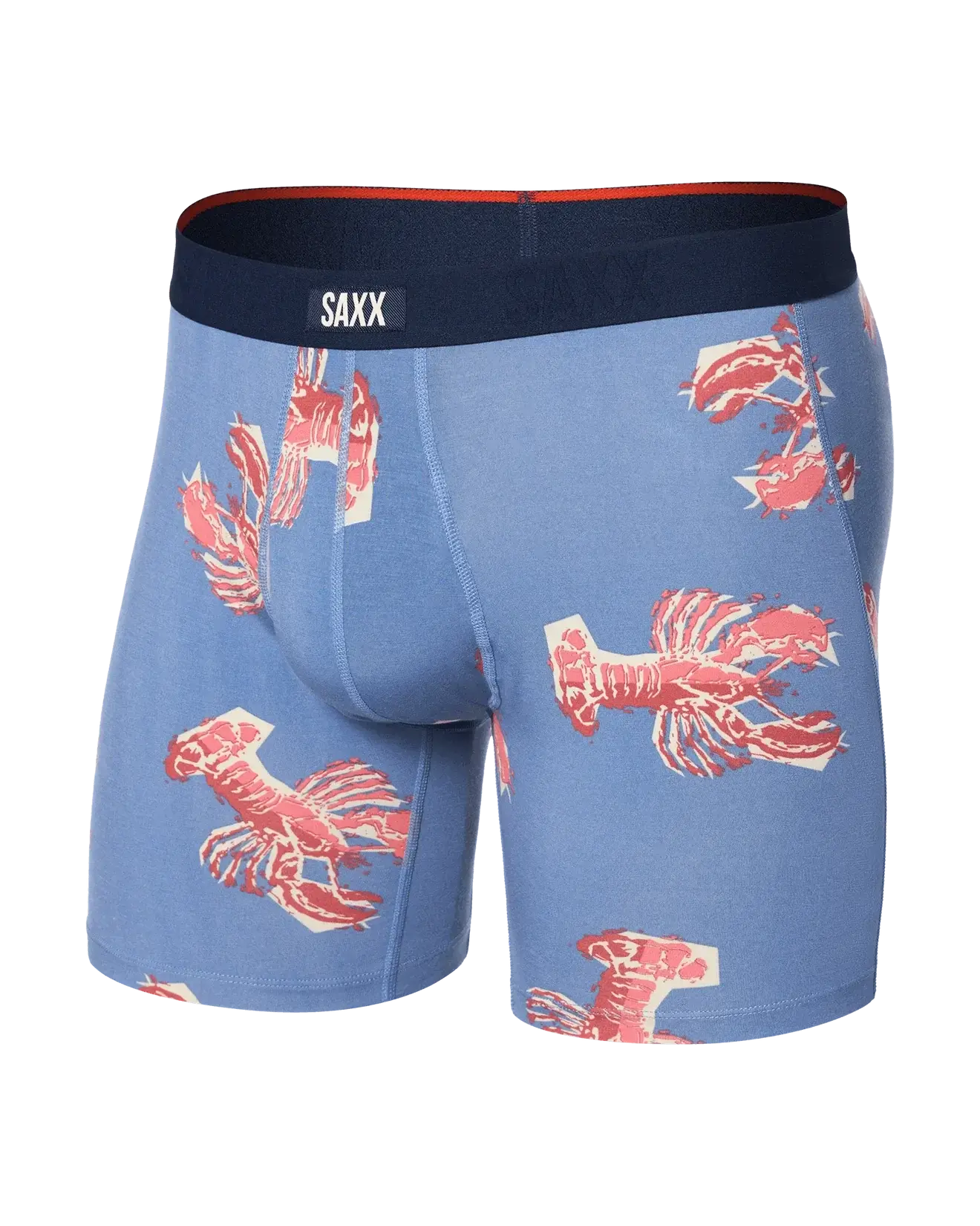 Saxx Underwear Vibe Xtra Soft Comfort Boxer Brief 6" - Lobster Boil-Tidal Blue