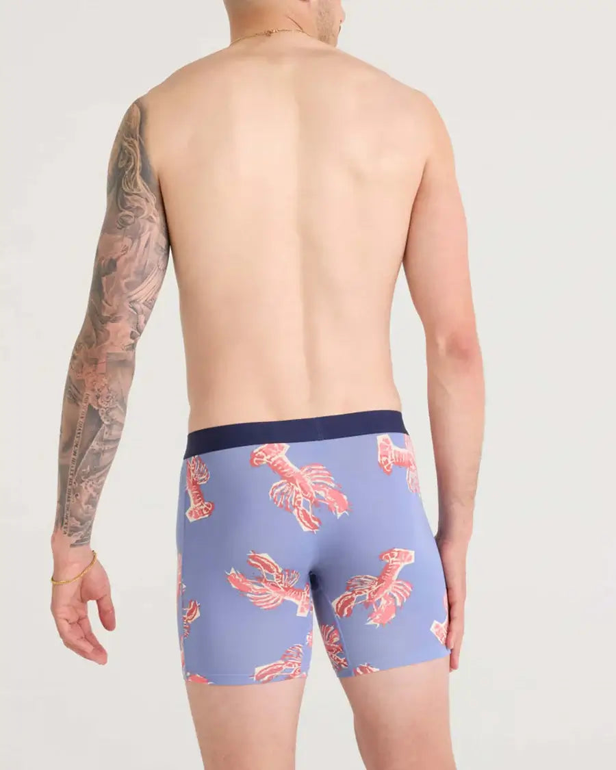 Saxx Underwear Vibe Xtra Soft Comfort Boxer Brief 6" - Lobster Boil-Tidal Blue