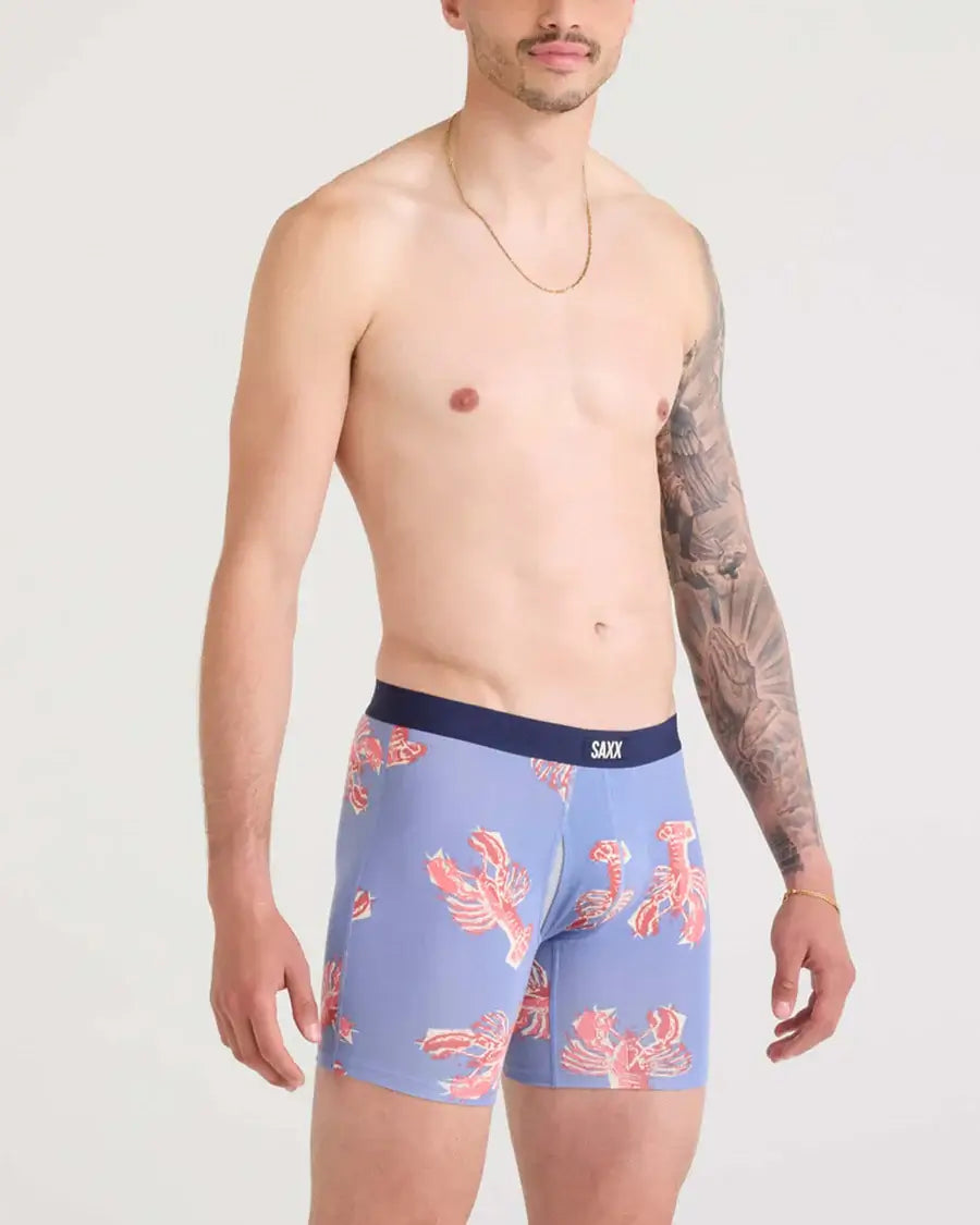 Saxx Underwear Vibe Xtra Soft Comfort Boxer Brief 6" - Lobster Boil-Tidal Blue