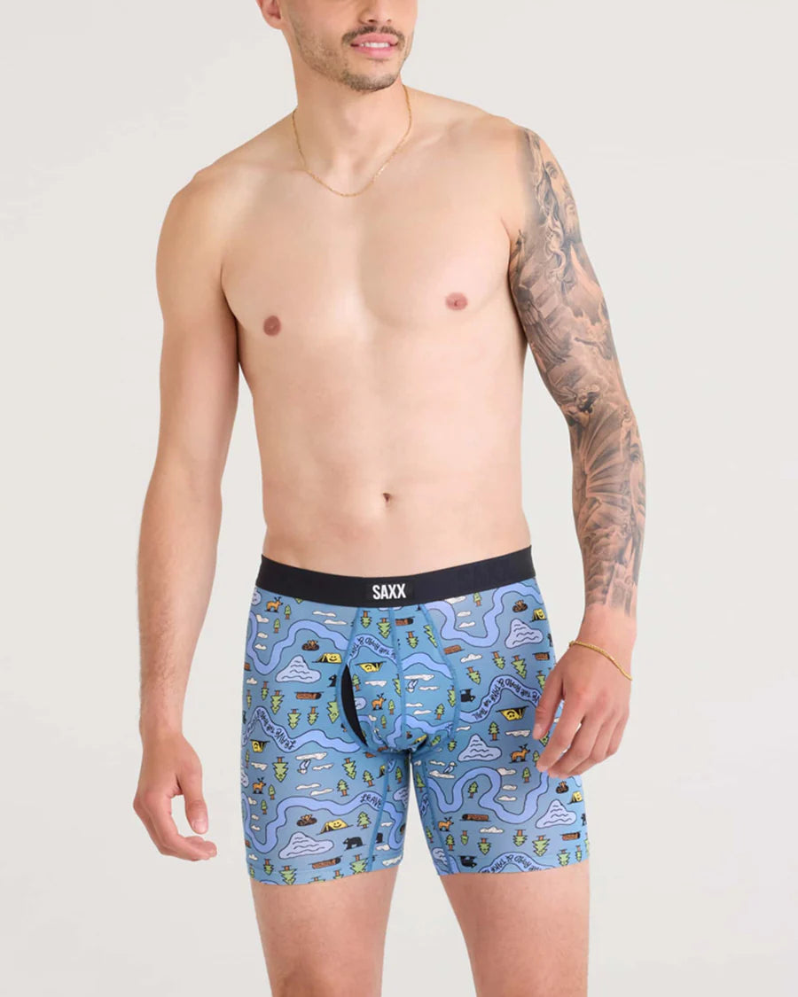 Saxx Underwear Vibe Xtra Soft Comfort Boxer Brief 6" - Take The Trail-Slate