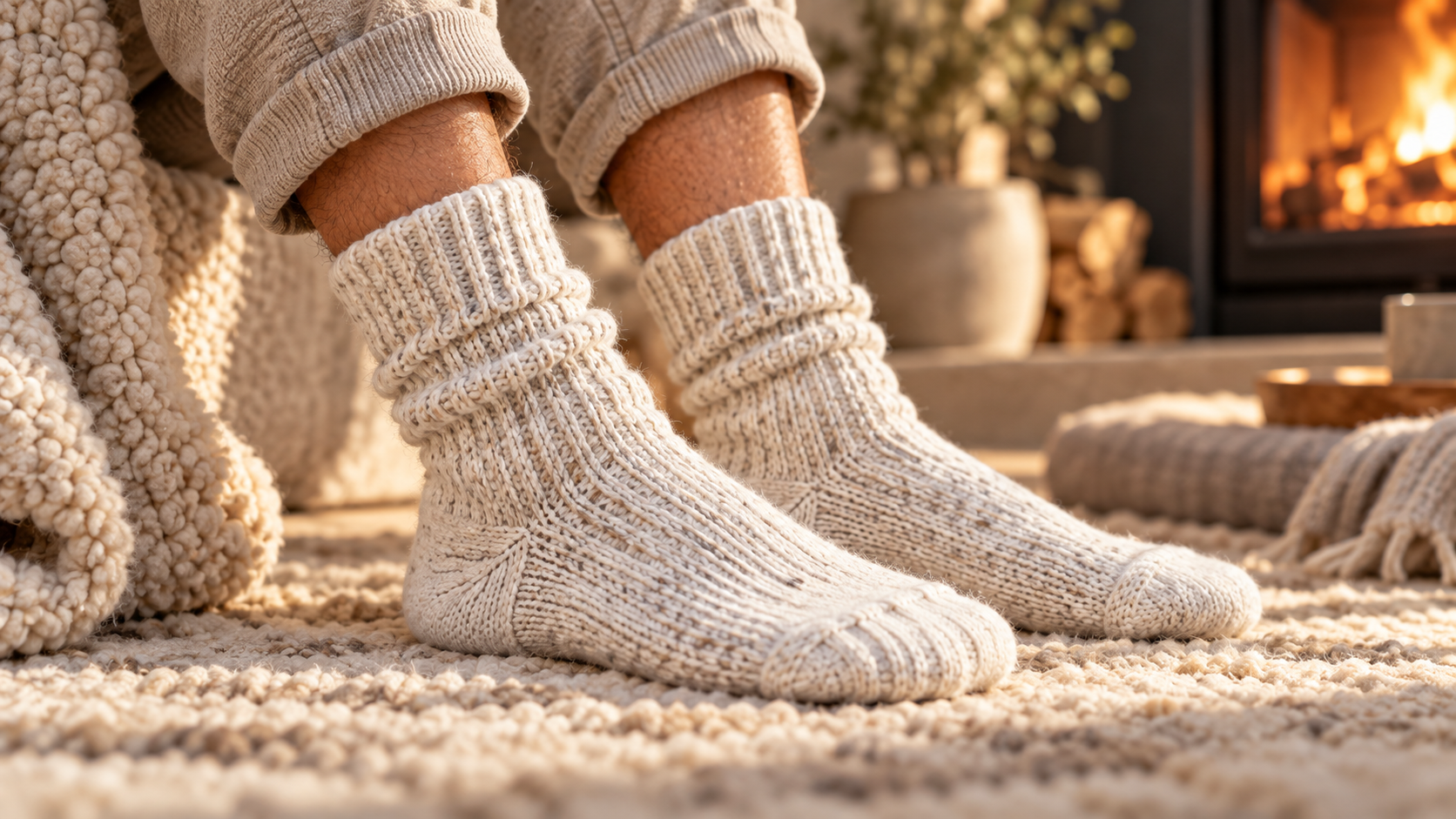 Warm cosy winter socks lifestyle