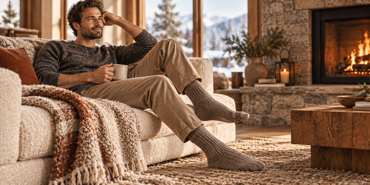 Men's merino wool socks lifestyle