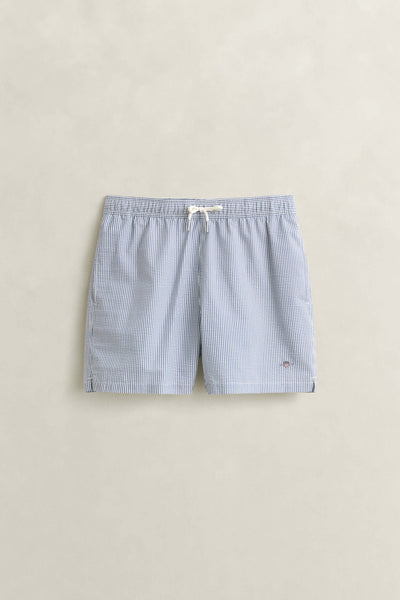 GANT Striped Seersucker Swim Shorts - Mid Length
