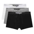 Wrangler Men’s Stretch Cotton 3 Pack Trunks | Black / White / Grey