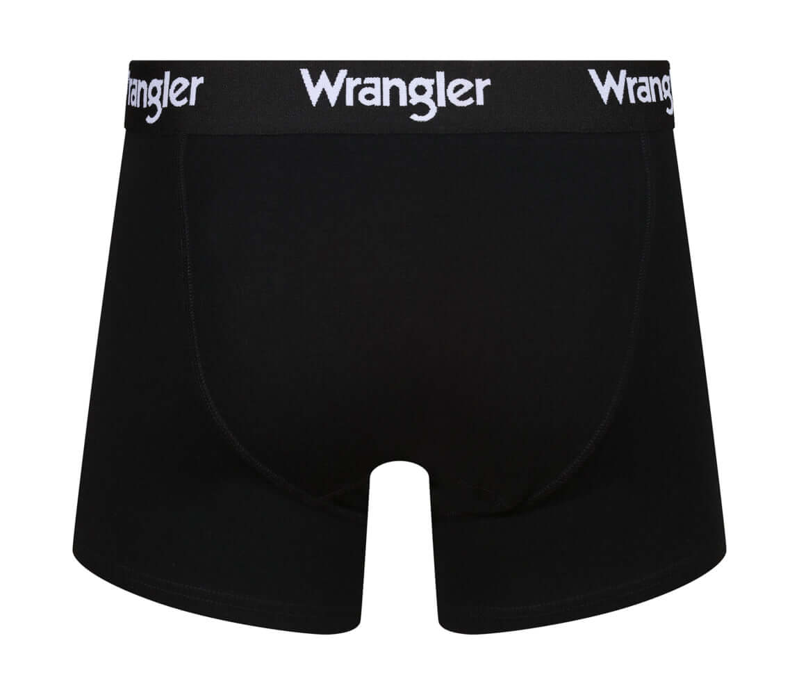Wrangler Tait Button Fly Men’s Boxer Trunks 3 Pack – White, Grey & Black Cotton Underwear