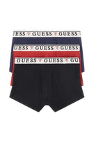 Guess 3 Pack Boxer Trunks Stretch Cotton with logo band - Red / Black / Blue