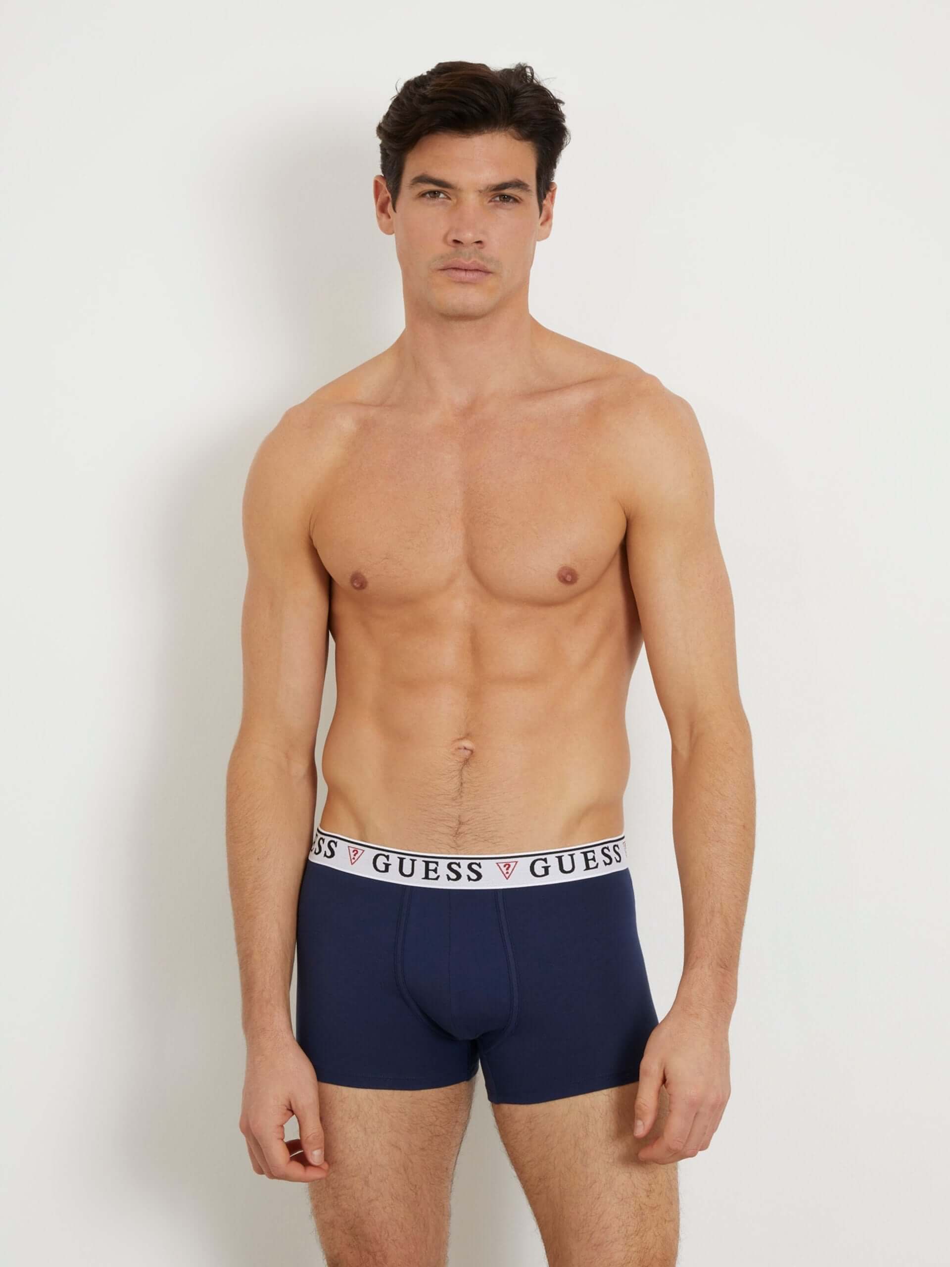 Guess 3 Pack Boxer Trunks - Red, Black, Blue ( Organic Cotton )