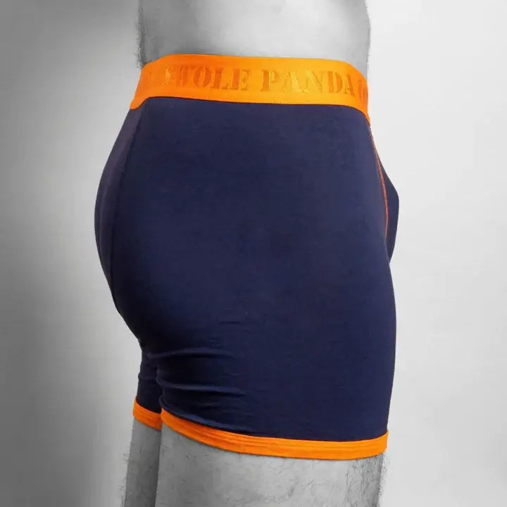 Swole Panda Bamboo Boxers 1 Pack Trunks - Navy with Orange Waistband