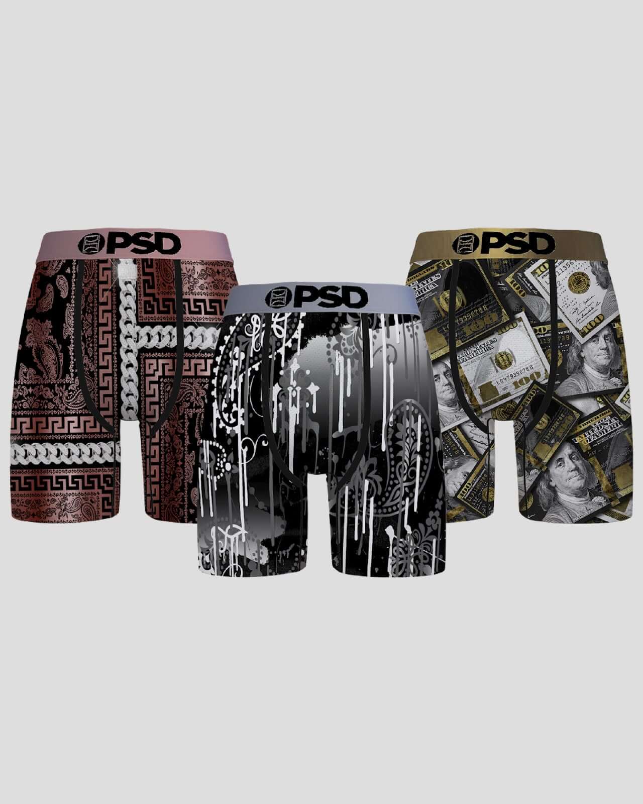 PSD Underwear Men's Bandana Print Luster Lux Boxer Briefs 3-Pack