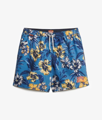 Superdry Hawaiian Print 16-Inch Swim Shorts - Tropical Blues