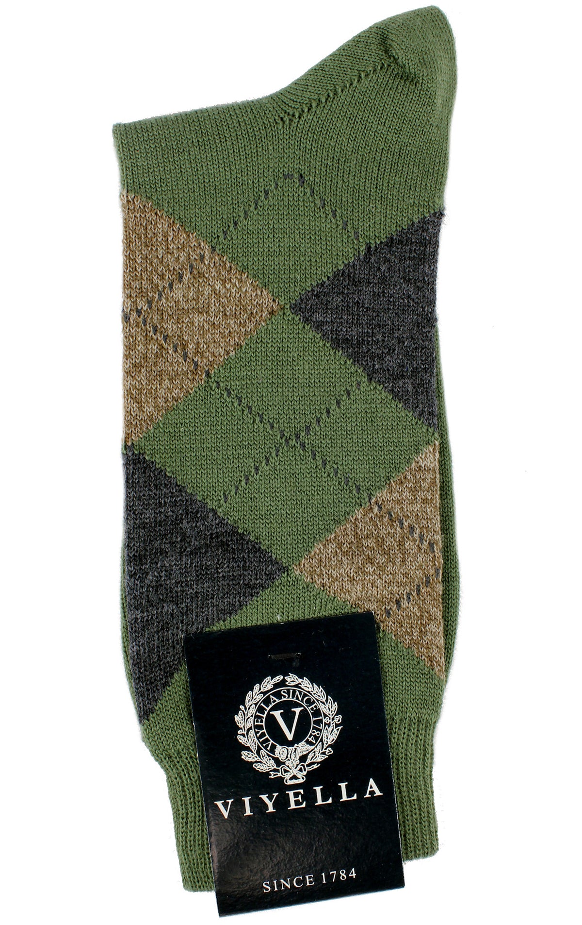 Viyella men's merino wool argyle mid-calf socks made in England - Lovat