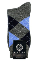 Viyella men's merino wool argyle mid-calf socks made in England - Mid Grey