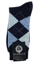 Viyella men's merino wool argyle mid-calf socks made in England - Navy
