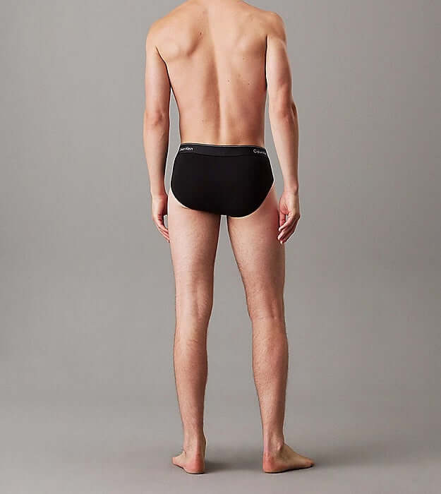 Calvin Klein 3 Pack Icon Cotton Stretch Briefs - Black/ Glacier / Blue Bell