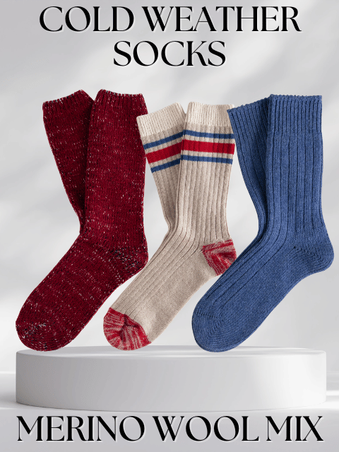 Men’s wool mix socks – warm wool, merino, and cotton blend winter socks for cold weather
