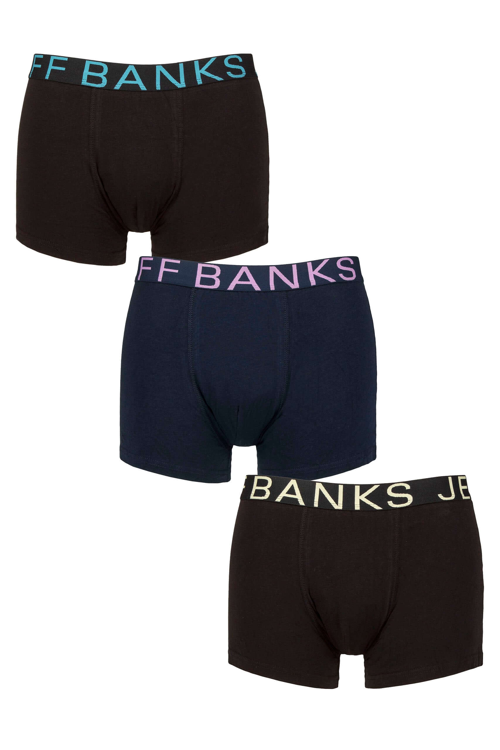 Jeff Banks Plain Cotton Boxer Trunks – 3 Pack – Stretch Jersey