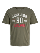 Jack & Jones 3 Pack JJETHAN Crew Neck T-Shirts - Olive, Black & Moonbeam