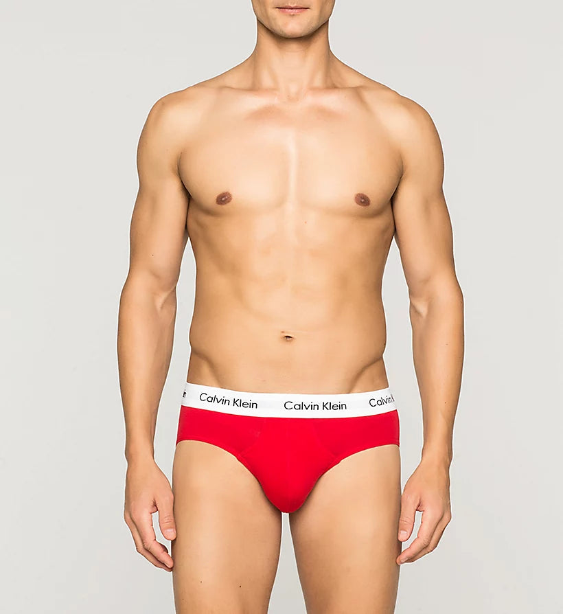 Calvin Klein 3 Pack Cotton Stretch – Hip Briefs ( White / Red / Navy )