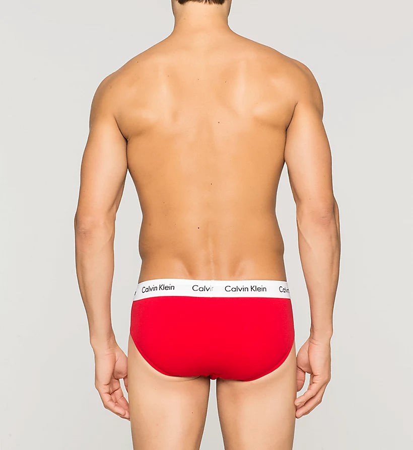 Calvin Klein 3 Pack Cotton Stretch – Hip Briefs ( White / Red / Navy )