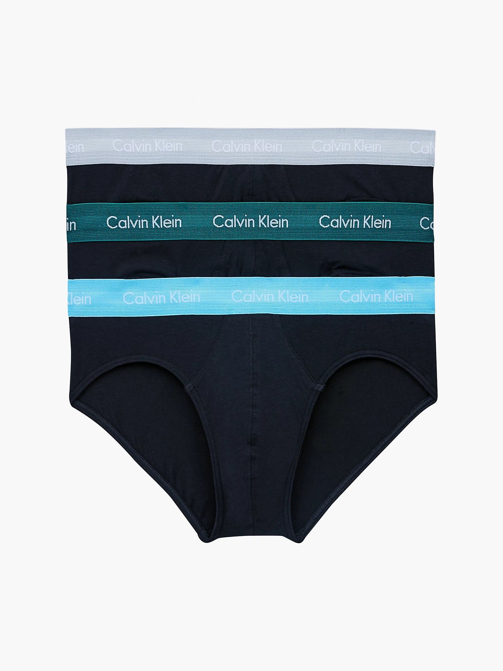 Calvin Klein 3 PACK BRIEFS - COTTON STRETCH - B-JADE SEA/SKY HIGH/SLEEK SILVER