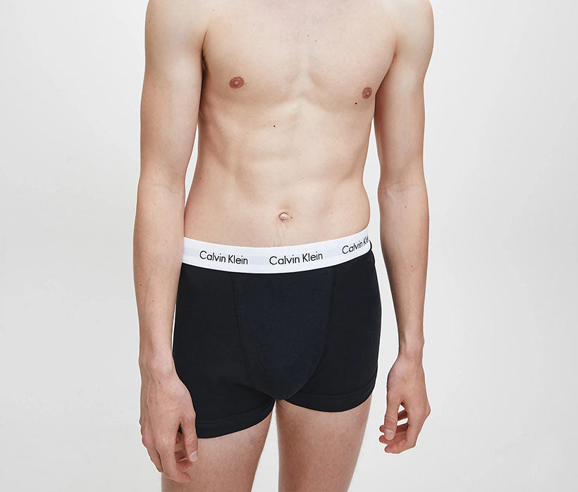 Calvin Klein 3 Pack Cotton Stretch - U2662G Normal Rise Trunks ( Black)