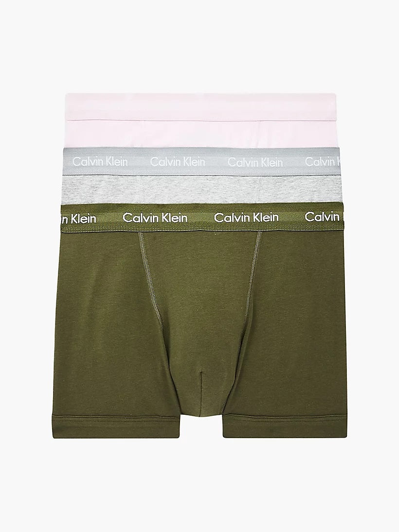 Calvin Klein 3 Pack Trunks Cotton stretch Dusk Green Heather Grey P Trunks and Boxers