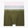 Calvin Klein 3 Pack Trunks- Cotton stretch ( Dusk Green/Heather Grey/Pink )