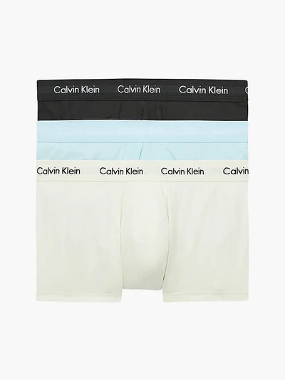 Calvin Klein 3 Pack Low rise Trunks - Cotton Stretch ( Rain Dance  /  Black / Ivory )