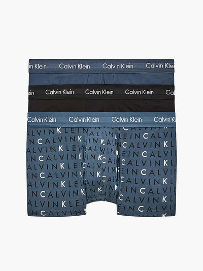 Calvin Klein - 3 Pack Low Rise Trunk -  Hemisphere Blue/ Subdued Logo / Black