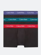 Calvin Klein 3 Pack Low Rise Trunks - Cotton Stretch - Cotton Stretch - B-Maya Blue/ Soft Grape/ Rustic Red