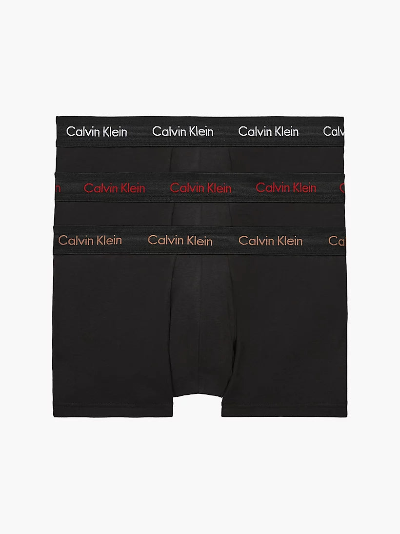 Calvin Klein 3 Pack Low rise Trunks - Cotton Stretch - Logo in Different Color