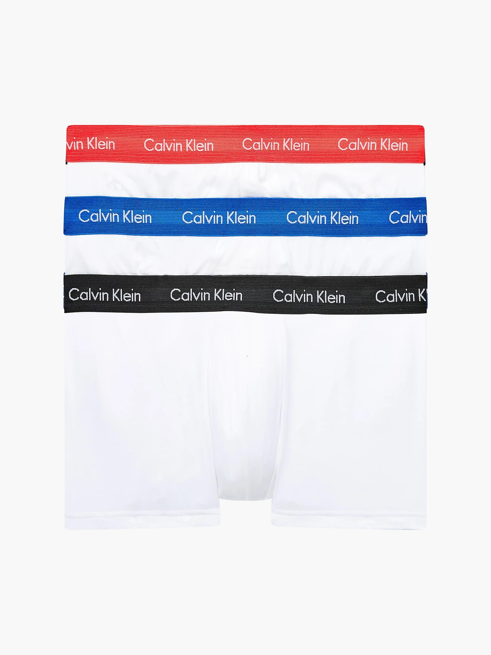 Calvin Klein 3 Pack Low Rise Trunks Men's – ( WHITE- BLUE/ STRAWBERRY FIELD/ BLACK )