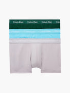 Calvin Klein 3 Pack Low Rise Trunks Men's – JADE SEA/ SKY HIGH/ SLEEK SILVER