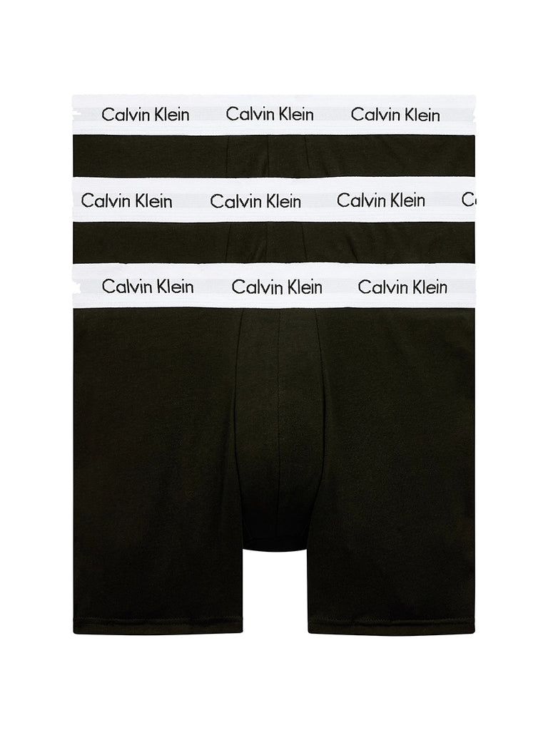 Calvin Klein 3 Pack Cotton Stretch – Longer Leg Boxer Brief Shorts ( BLACK )