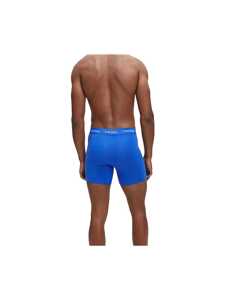 Calvin Klein 3 Pack Cotton Stretch – Longer Leg Boxer Brief Shorts ( BLACK / BLUE / COBALT )