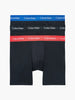Calvin Klein 3 Pack Boxer Briefs Cotton Stretch -Black with Coloured Waistband