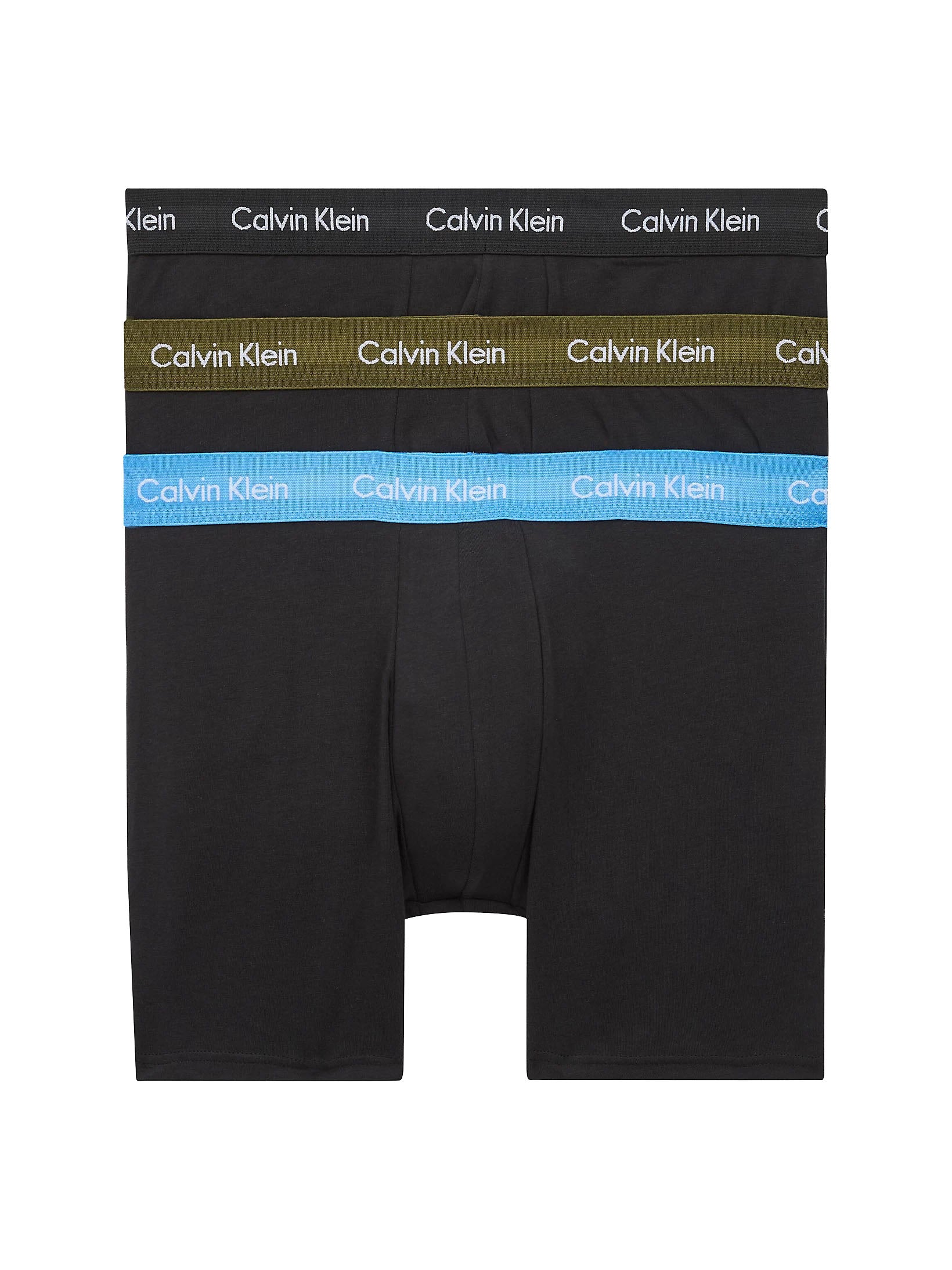 Calvin Klein 3 Pack Boxer Briefs Longer Leg Cotton Stretch B Dusk Green Copenhagen Blue Black