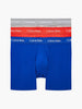 Calvin Klein 3 Pack Boxer Briefs - Cotton Stretch - Royalty / Grey Heather / Exotic Coral