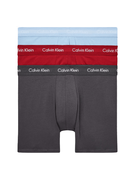 Calvin Klein 3 PACK BOXER BRIEFS - COTTON STRETCH - ( IRON GATE/ SCOOTER/ WEDGEWOOD )