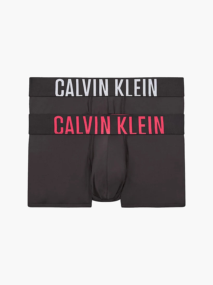 Calvin Klein 2 Pack Low Rise Trunks - Intense Power ( Black - Strawb Shake / White Waistband )