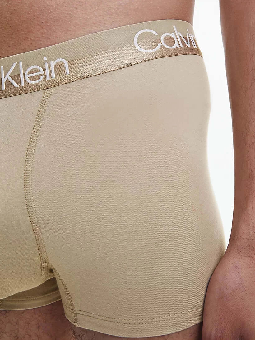 Calvin Klein 3 Pack Modern Structure Trunks - Turquoise/ Pista/ Biege