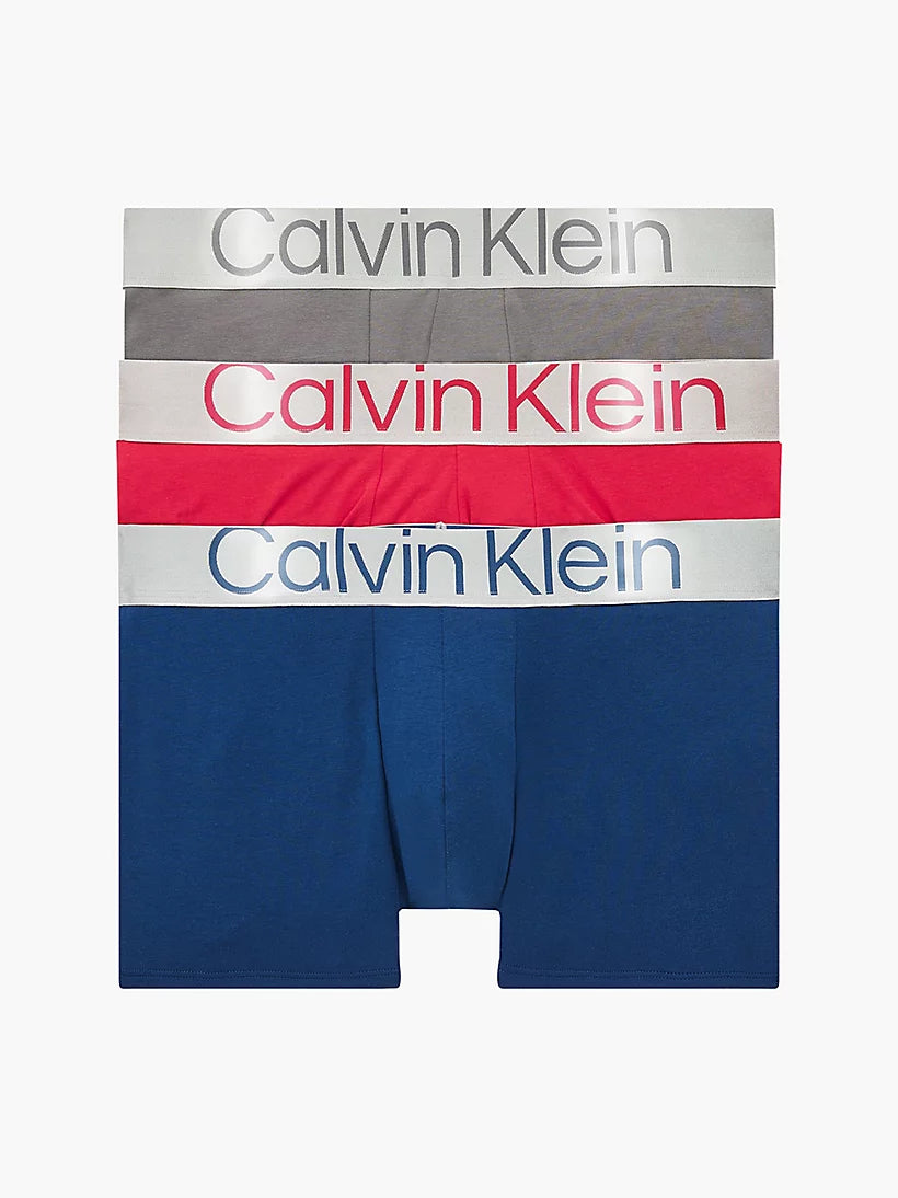 Calvin Klein 3 Pack Trunks Steel Cotton Grey Berry Blue Trunks and Boxers