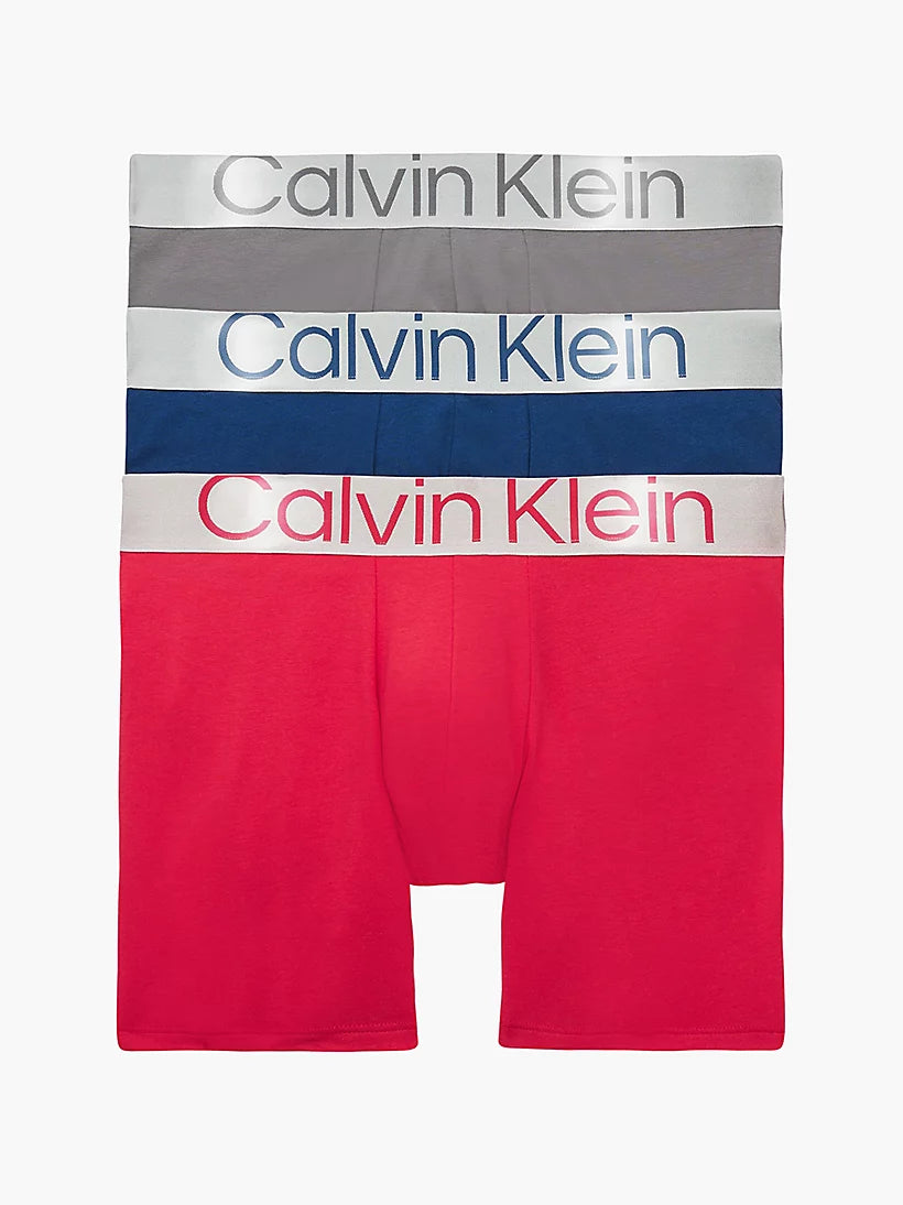 Calvin Klein - 3 Pack Boxer Briefs Steel Cotton - Grey/Berry/Blue