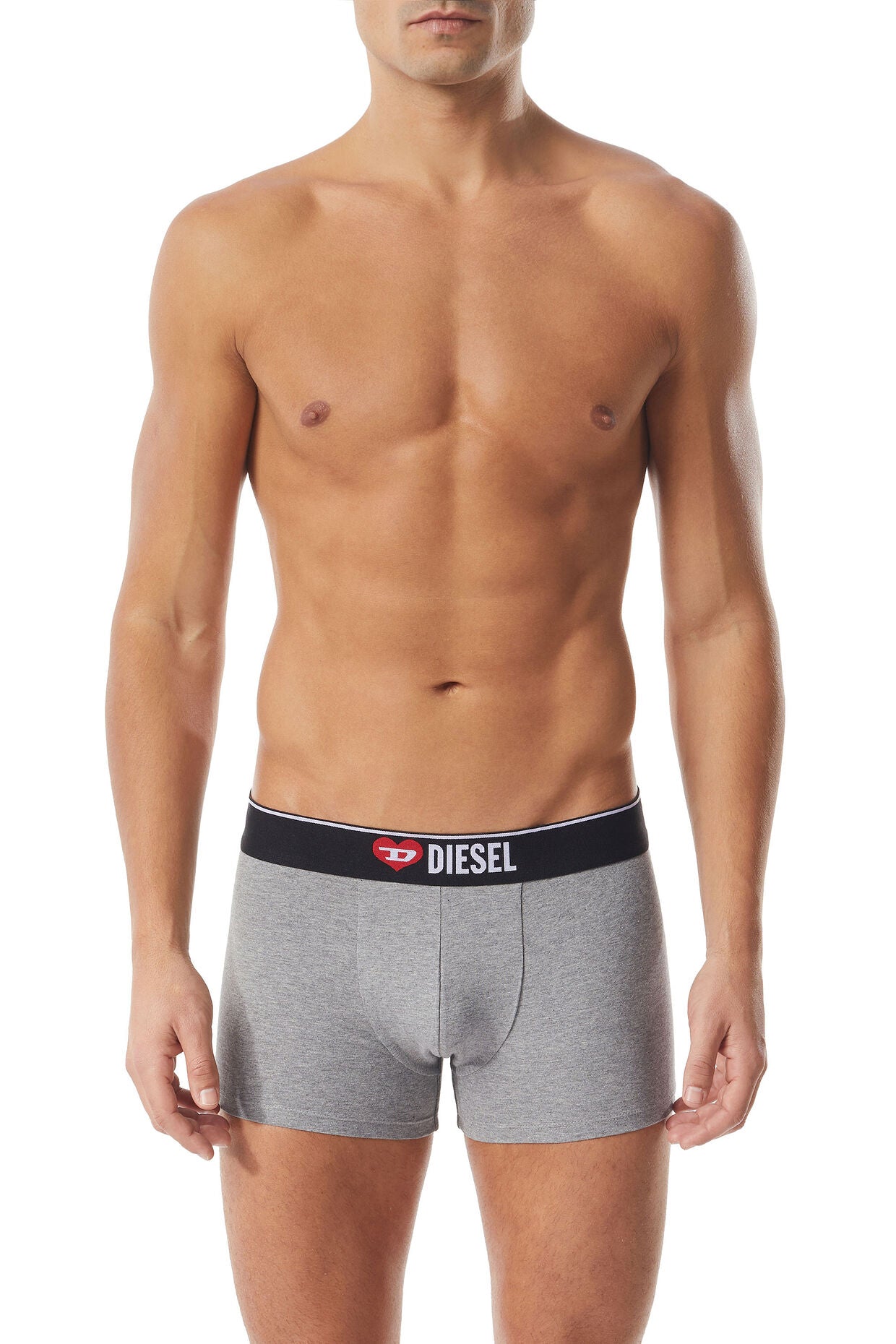 Diesel Umbx-Damien Three-Pack Trunks with heart logo - Black / Grey / Red